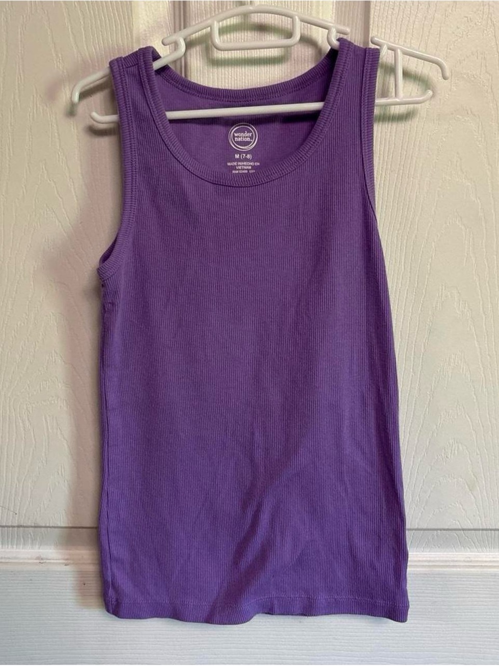 wonder nation Purple Ribbed Tank Top for Kids